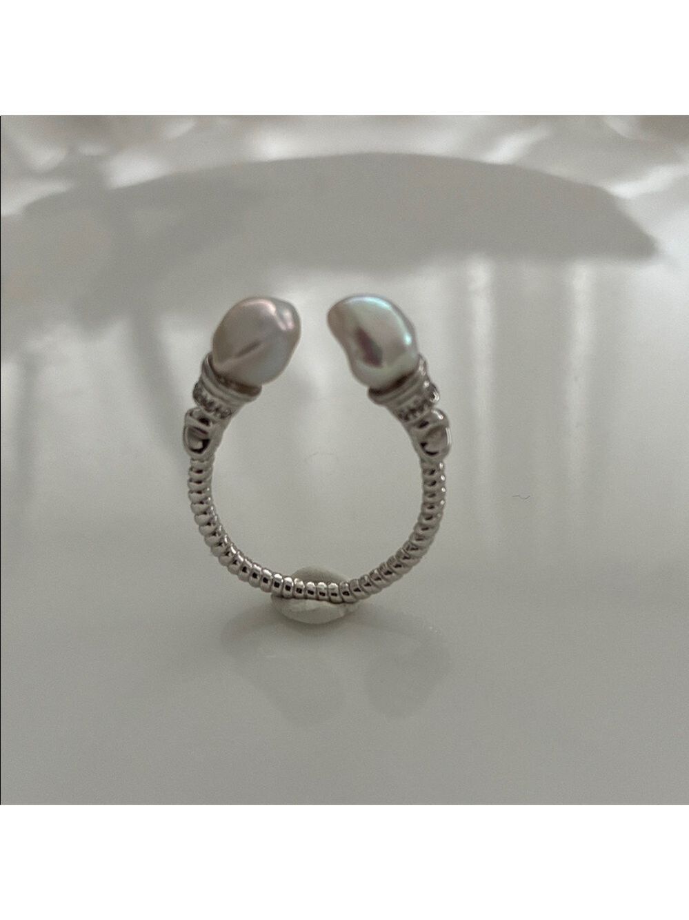 Baroque Pearl Open Ring | 925 Sterling Silver | Adjustable Ring | Gift for Her